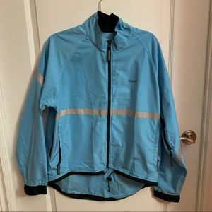 Running room unisex blue reflective running jacket